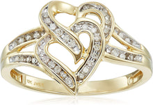 Load image into Gallery viewer, 10k Yellow Gold Diamond Heart Ring (1/10cttw, I-J Color, I2-I3 Clarity)

