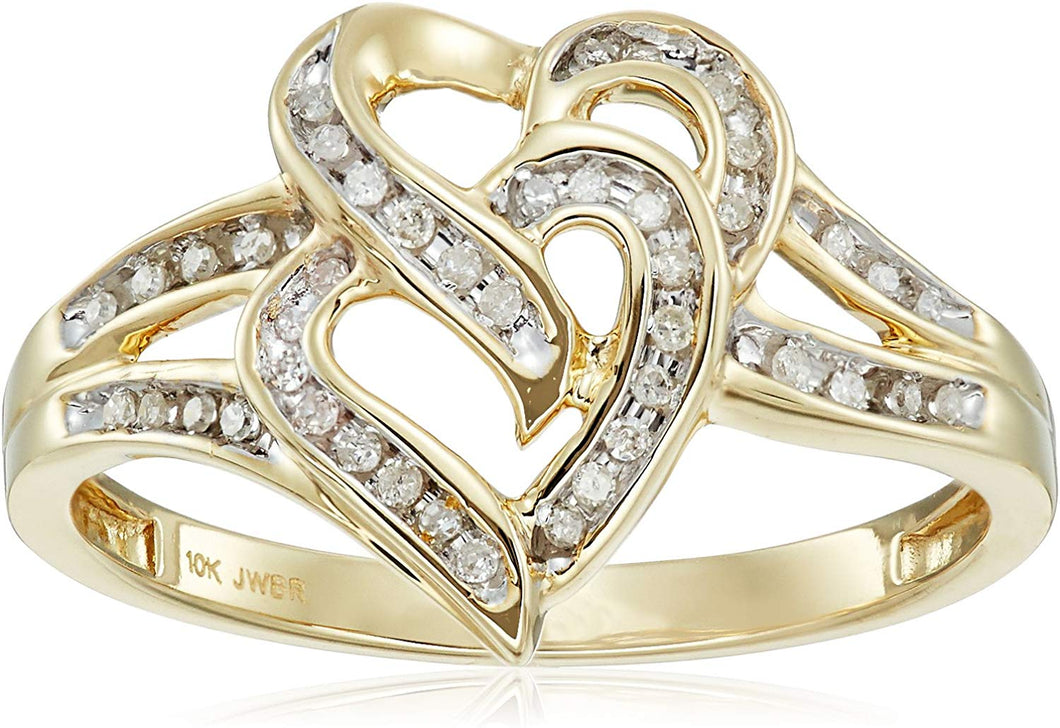 10k Yellow Gold Diamond Heart Ring (1/10cttw, I-J Color, I2-I3 Clarity)